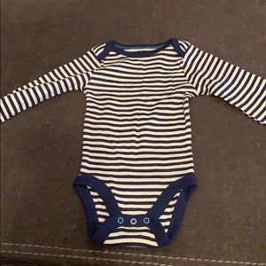 Navy and white newborn long sleeve onesie